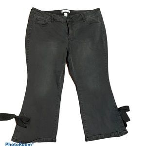 Lane Bryant black wash cropped lace up jeans